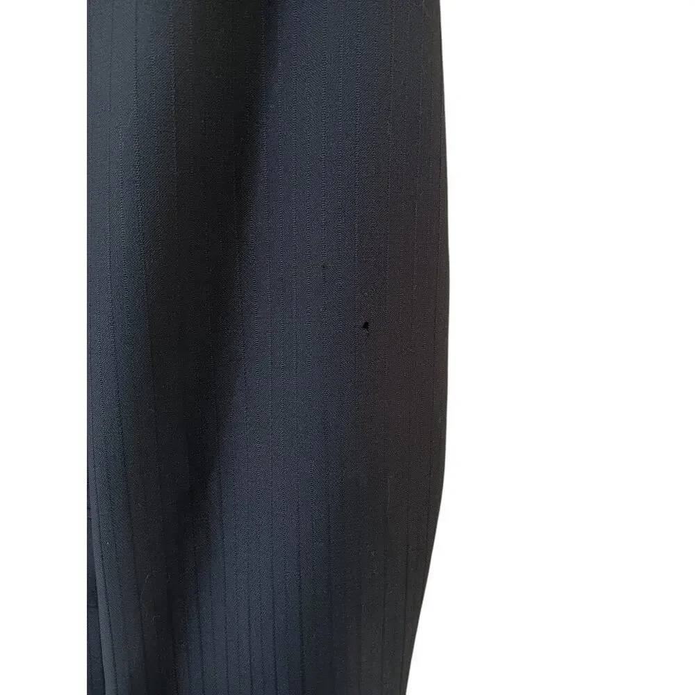 Cecil Gee Navy Blue Blazer Jacket 48 Made in Switzerland Viscose Pinstripe Hole